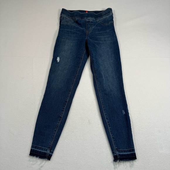 Spanx Pull On Skinny Legging Jean Womens Size Large Mid Rise Dark Wash Stretch - Picture 2 of 14